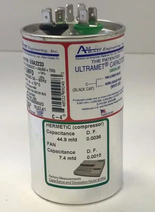 Amrad Run Capacitor 45 7 5 Uf MFD 370 440 Volt USA2233 4 Jpg