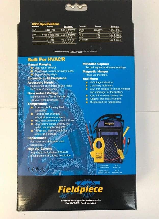 Fieldpiece HS33 Expandable Manual Ranging Stick Multimeter HVAC/R Full  Featured