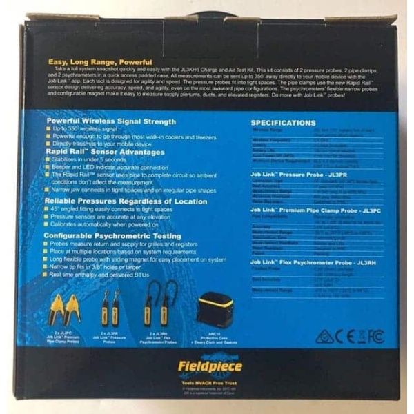 Fieldpiece JL3KH6 Package Back of Box