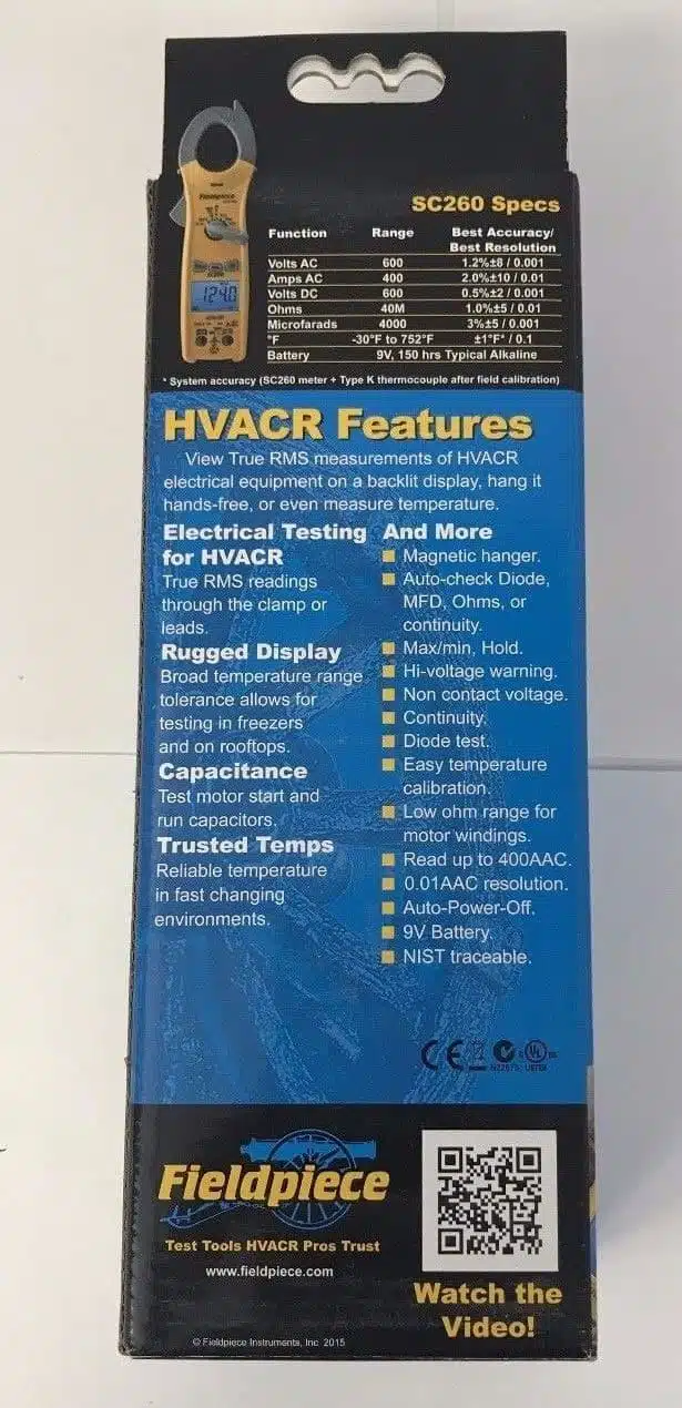 Fieldpiece SC260 Compact Clamp Meter True RMS & Magnet