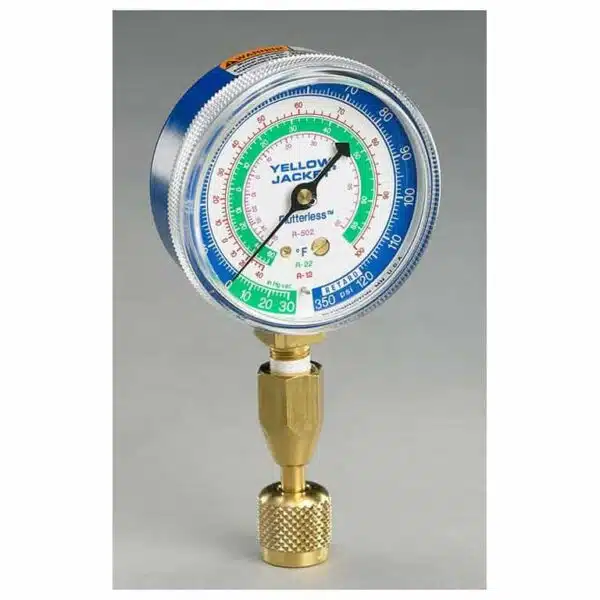 Yellow Jacket 40345 Blue Single Test Pressure Gauge with 12″ hose