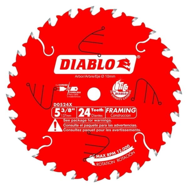D0524X Diablo 5‑3/8 in. x 24 Tooth Framing Trim Saw Blade