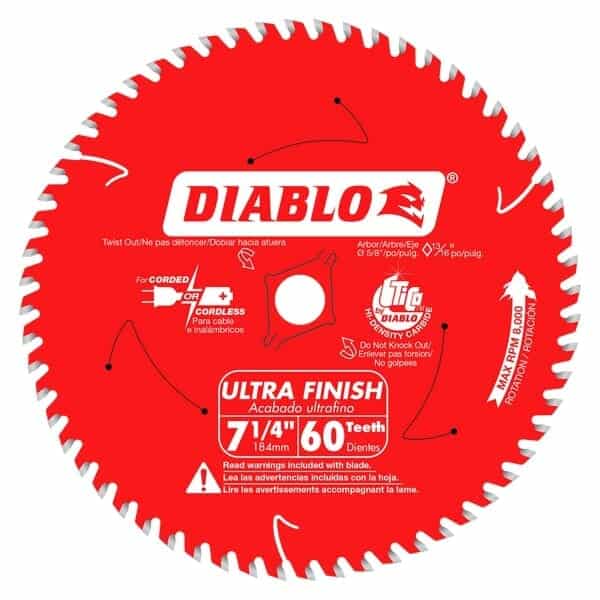 Diablo D0760A 7‑1/4 in. x 60 Tooth Ultra Finish Saw Blade