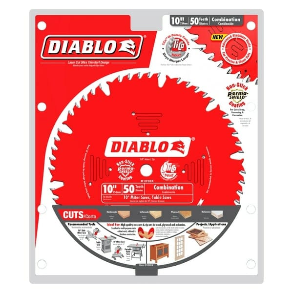 Diablo D1050x Tooth Combination Saw Blade Packaging Jpg