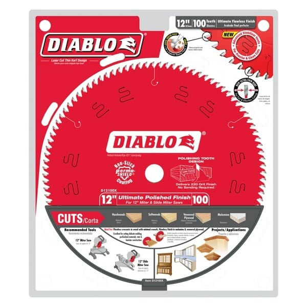 Diablo D12100x Tooth Ultimate Polished Finish Saw Blade Packaging Jpg