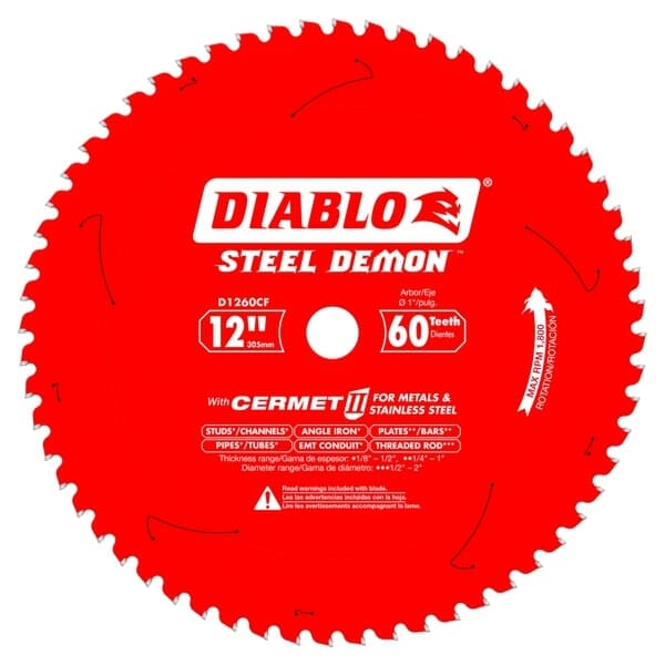 Diablo D1260CF 12 in. x 60 Tooth Cermet Metal and Stainless Steel Cutting Saw Blade