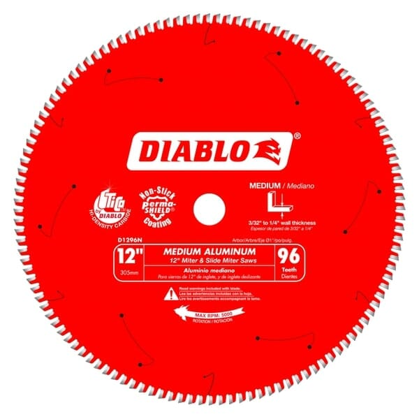 D1296N Diablo 12 in. X 96 Tooth Medium Aluminum Saw Blade