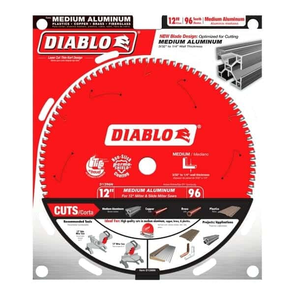 D1296N Diablo 12 in. X 96 Tooth Medium Aluminum Saw Blade