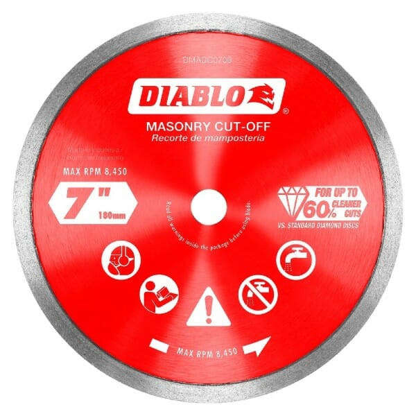 Diablo Dmadc0700 Diamond Continuous Rim Cut Off Discs For Masonry Front View Jpg