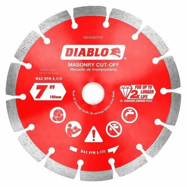 Diablo Dmads0700 Diamond Segmented Cut Off Discs For Masonry Front View Jpg