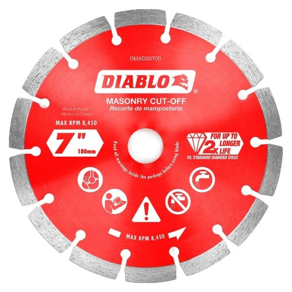 Diablo Dmads0700 Diamond Segmented Cut Off Discs For Masonry Front View Jpg