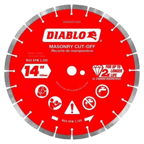 Diablo Dmads1400 Diamond Segmented Cut Off Discs For Masonry Front View Jpg