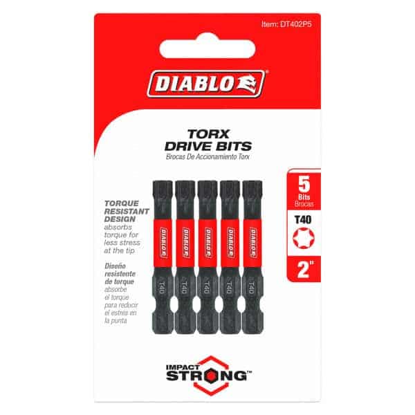Diablo TORX BIT T40 2-Pack – Durable Bulk Torx Driver Bits For Impact Drivers