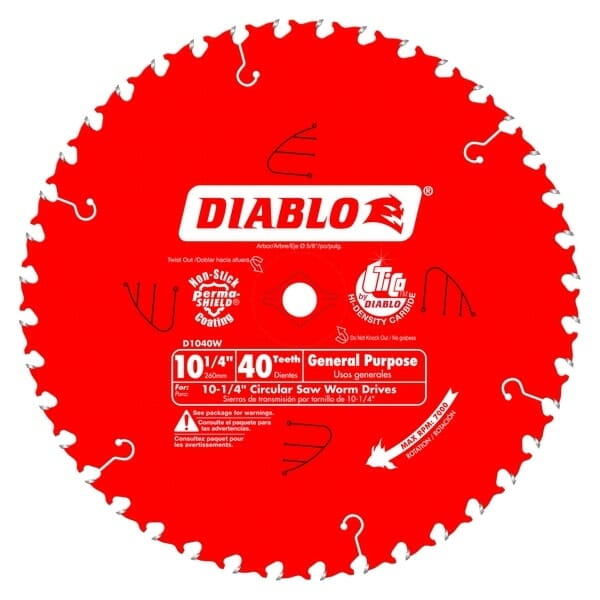 D1040W Diablo 10-1/4 in. x 40 Tooth General Purpose Beam Saw Blade
