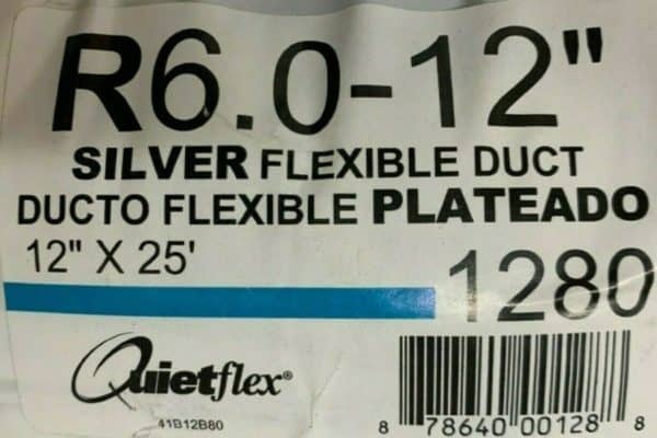12 In Flex QuietFlex Insulated Flexible Duct R6 25 Silver Label Jpg