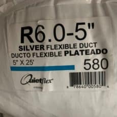 5 In Silver Flex QuietFlex Insulated Flexible Duct R6 25 Label Jpg