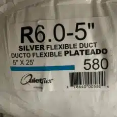 5 In Silver Flex QuietFlex Insulated Flexible Duct R6 25 Label Jpg