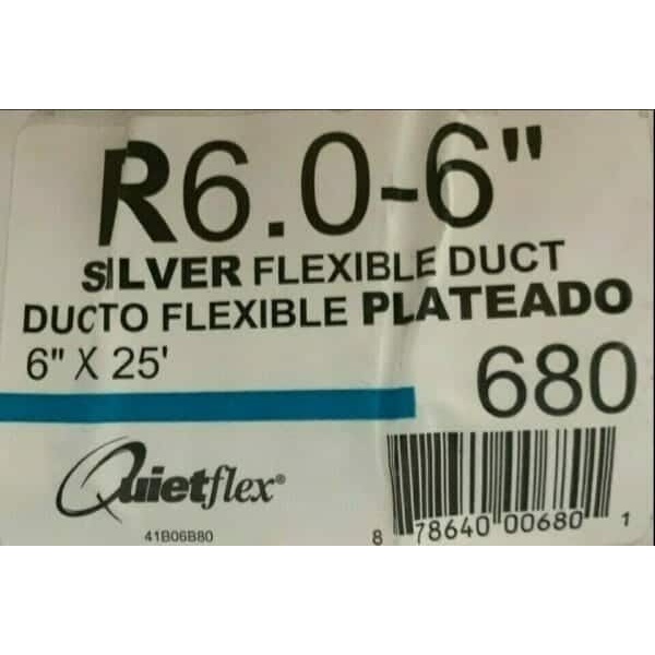 QuietFlex Duct 6 in x 25 ft Insulated Silver