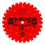 freud industrial glue line ripping blade in red coating with black letters