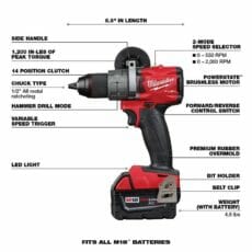 Milwaukee 2997 22 M18 Fuel 2 Tool Combo Kit Hammer Drill Features Jpg