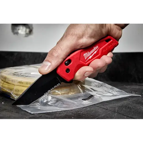 Milwaukee 48 22 1530 Fastback Spring Assisted Folding Knife Usage On Plastic Bag
