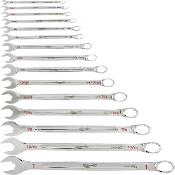Milwaukee 15 Pc Combination Wrench Set Sae Laid Out