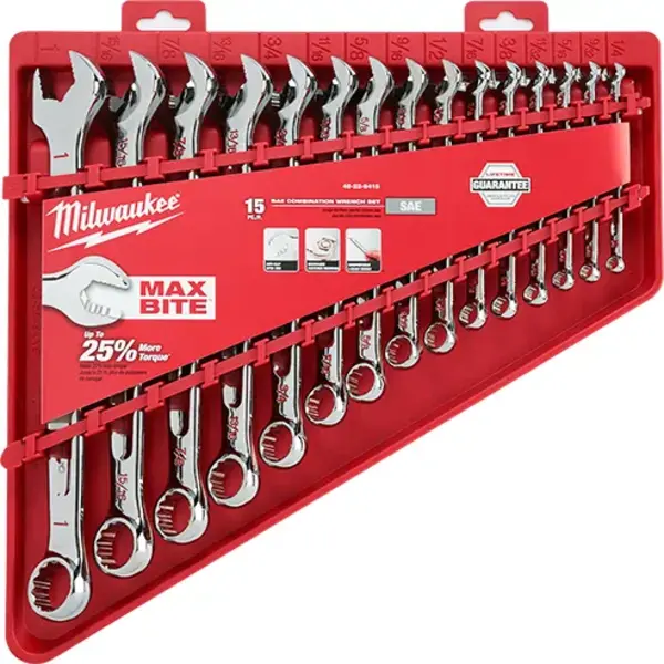 Milwaukee 15 Pc Combination Wrench Set Sae Packaging