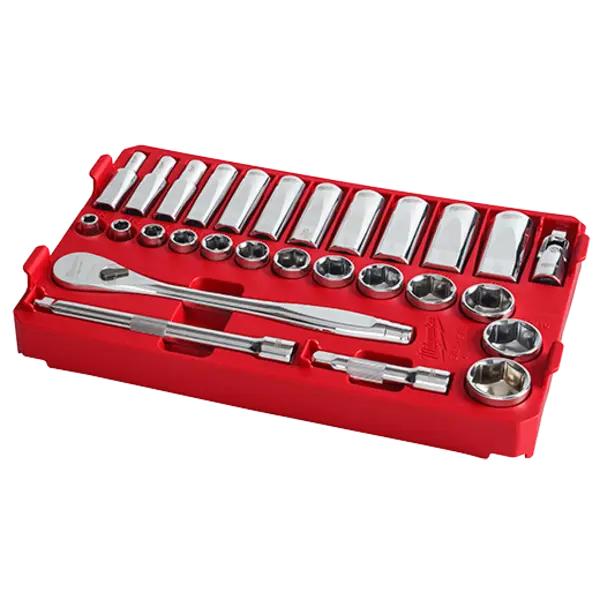 Milwaukee 48 22 9481 28pc Ratchet And Socket Set With Packoout Compact Organizer Organizer View