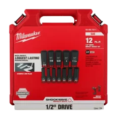 Milwaukee 49 66 7011 12 Pcs Shockwave Impact Duty 1 2 Drive Sae Deep 6 Point Socket Set Packaging
