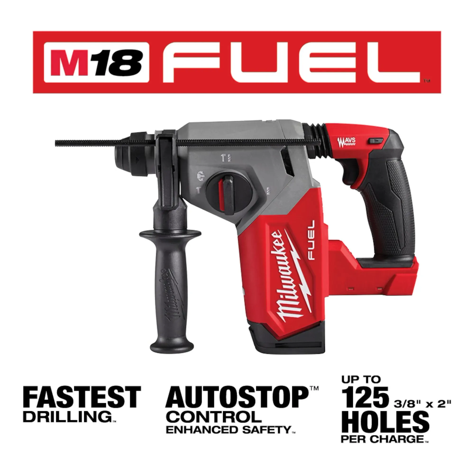Milwaukee 2912-20 M18 FUEL 1" SDS Plus Rotary Hammer - Image 3