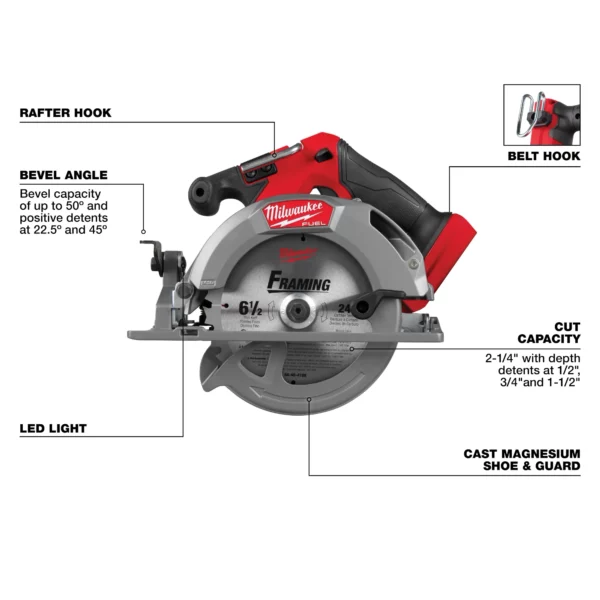 Milwaukee 2833-20 M18 FUEL 6-1/2" Circular Saw (Tool Only) - Image 3