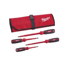Milwaukee 4-Piece 1000V Insulated Screwdriver Set with Roll Pouch