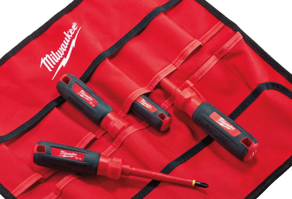 Milwaukee 4-Piece 1000V Insulated Screwdriver Set with Roll Pouch - Image 13