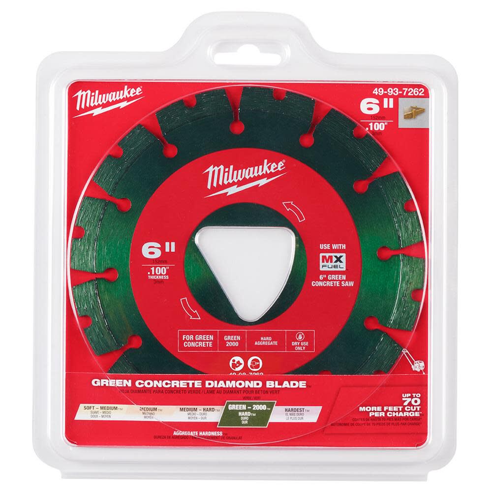 Milwaukee Green 6 in x .100 in Diamond Blade for Green Concrete - Image 12