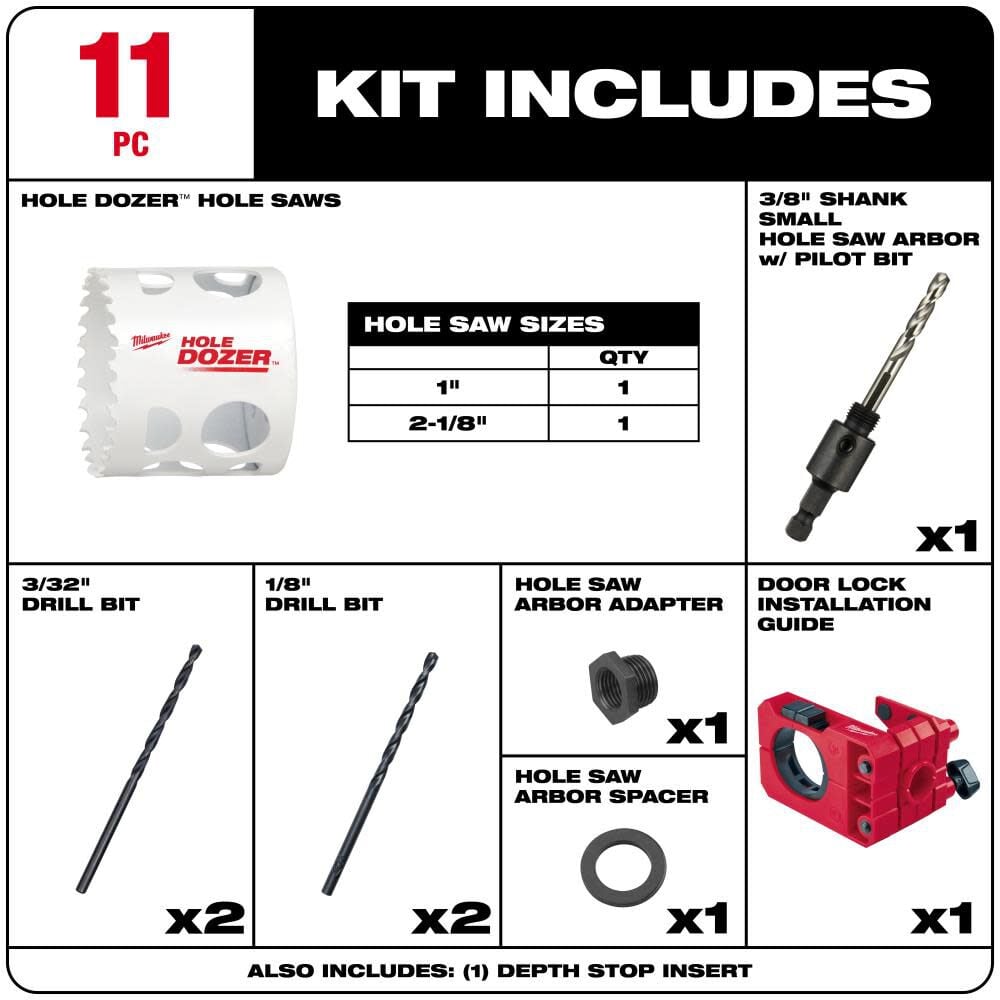 Milwaukee HOLE DOZER Door Lock Installation Hole Saw Kit - Image 2