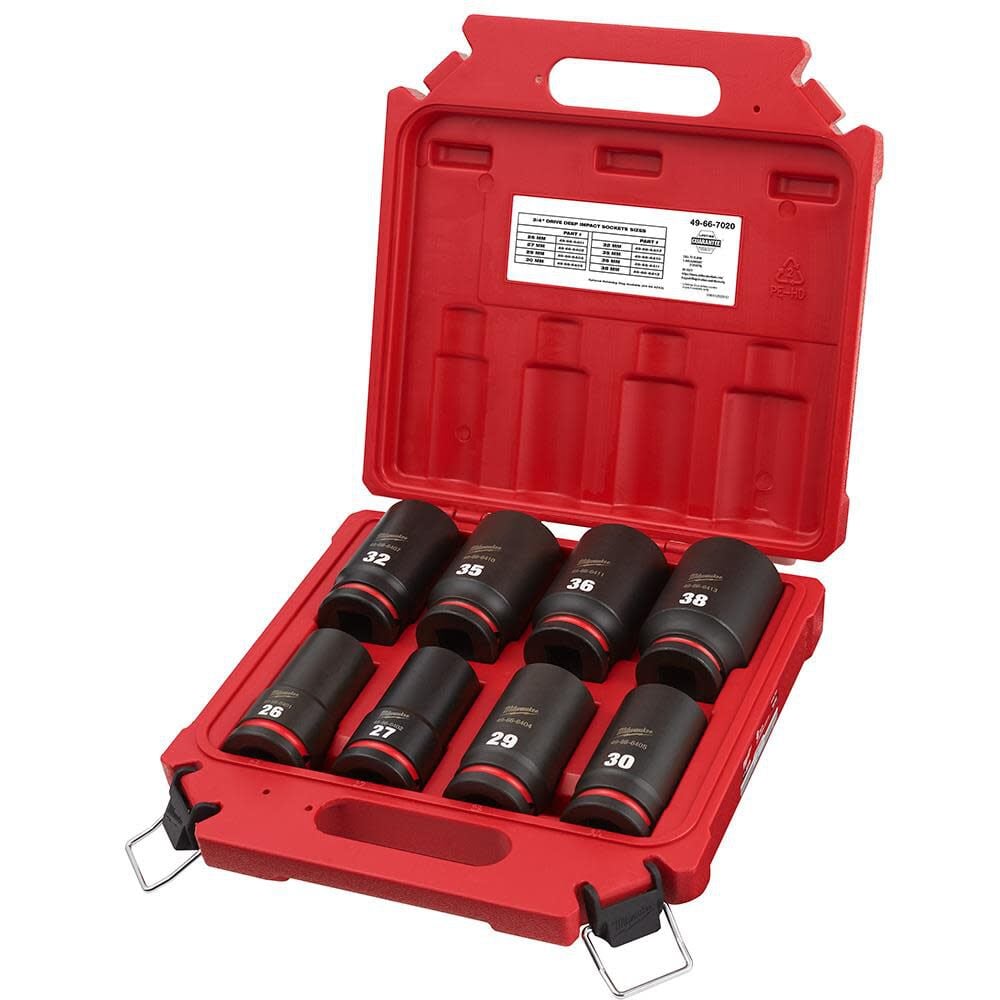 Milwaukee Impact Socket 3/4in Drive Metric 6 Point 8pc - Image 2