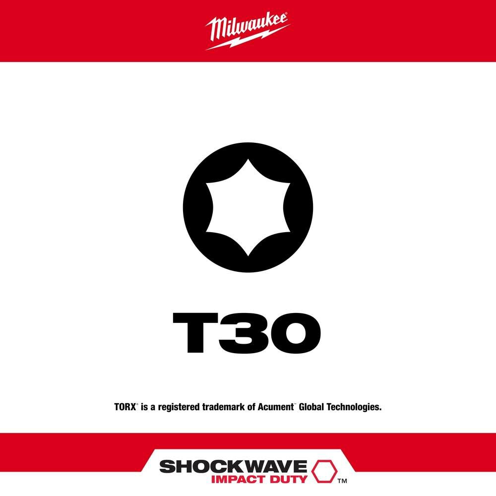 Milwaukee SHOCKWAVE 1 in. T30 Impact Driver Bits 5PK - Image 2