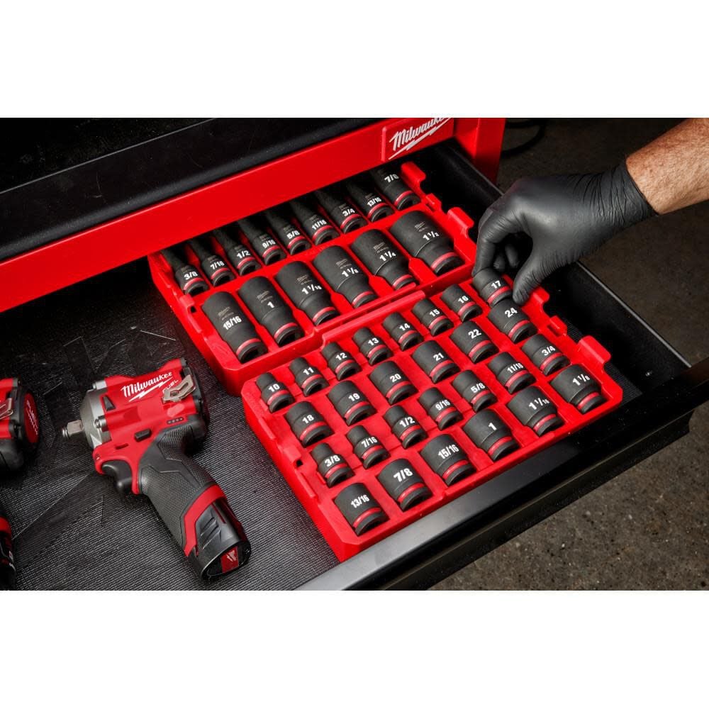Milwaukee SHOCKWAVE Impact Duty Socket 1/2 Dr 27pc SAE/MM Tray Set - Image 11