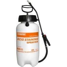 acid staining sprayer, concrete acid sprayer, 2 gallon chemical sprayer, acid stain pump sprayer, Chapin acid sprayer, industrial acid sprayer, pressure relief valve sprayer, chemical resistant sprayer, concrete staining equipment