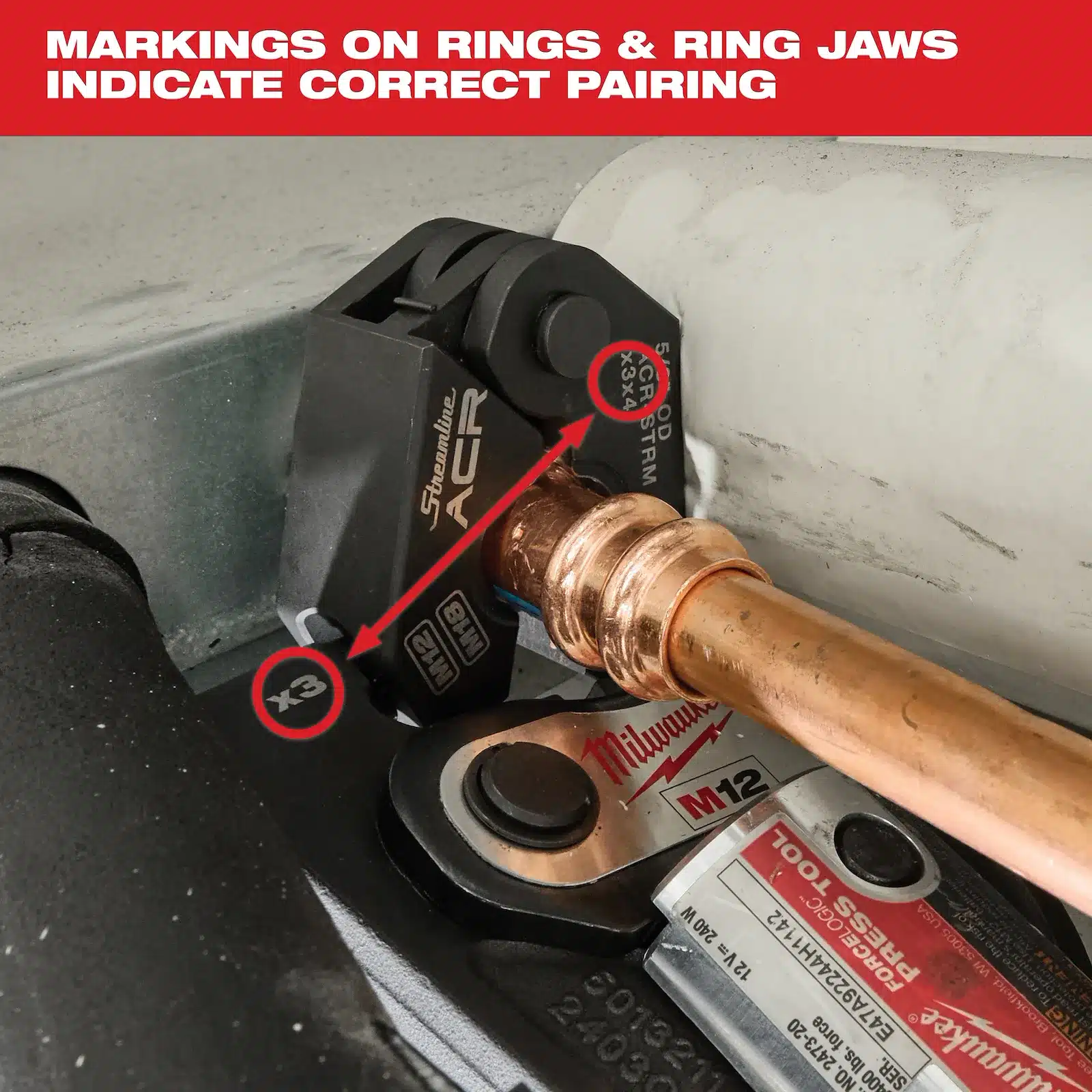 Milwaukee 49-16-2661MX 1/4" - 7/8" Streamline ACR Pivoting Press Ring Kit for M18 FORCE LOGIC Press Tool - Image 2