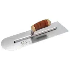 Kraft Tool CFE284L 14"x4" Elite Series Five Star Carbon Steel Round Front/Square Back Cement Trowel w/Leather Hdl