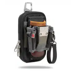 The SC45 is a small, semi-rigid, multi-functional pouch designed to attach to a waist belt or the side of a tool bag using its wire belt clip or carabiner. This pouch combines a phone holster, Leatherman pouch, tool pouch, and EDC pouch into one.