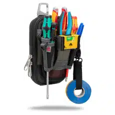 The SC45 is a small, semi-rigid, multi-functional pouch designed to attach to a waist belt or the side of a tool bag using its wire belt clip or carabiner. This pouch combines a phone holster, Leatherman pouch, tool pouch, and EDC pouch into one.