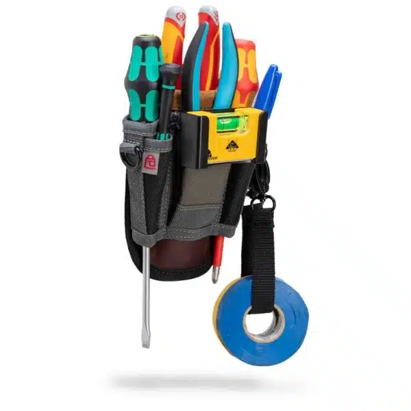 The FPX is a compact tool pouch. It utilizes a low-profile magnetic flap for attaching to a belt or trouser pocket. The FPX features two main pockets, a pair of thru-pockets, pen pockets, and a stainless-steel tape clip.