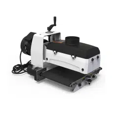 The compact JWDS-1020 benchtop sander from JET packs a powerful 1HP motor that will sand boards up to 3" thick and 20" wide. The innovative patented dust hood ensures dust is funneled to the 4 inch dust port that easily connects to a Dust Collector. Adjusting the table back to parallel is convenient with just the turn of a dial. The self-cooling extruded aluminum sanding drum protects the sanding surface from heat damage, preventing waste.