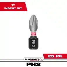 Our SHOCKWAVE™ Impact Duty 1" PH2 Driver Bits provide the Ultimate Fit for a superior driving experience. The optimized SHOCKZONE™ shanks are customized per tip type to absorb peak torque and prevent breaking.